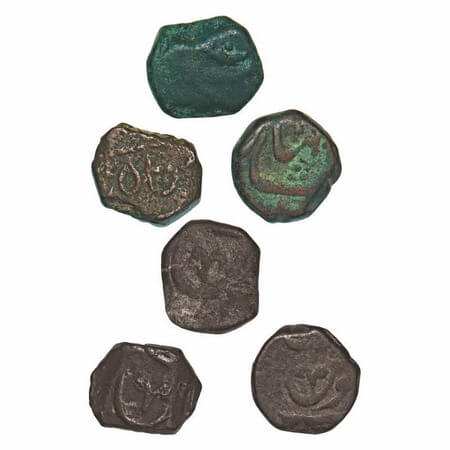 Maratha Confederacy, Copper Paisa (3 Coins), Pune, INO Shah Alam II, nagphani type, may be