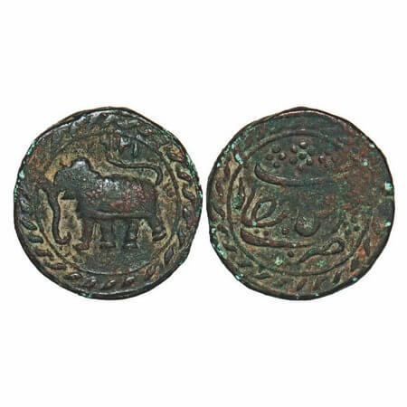 Mysore, Copper Paisa, 11.32g, Tipu Sultan (1787-1799 AD), Farrukhyab Hisar Mint, AM 1216 r