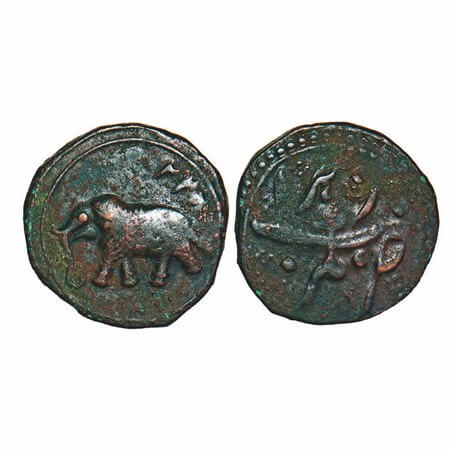 Mysore, Tipu Sultan, Copper Paisa, 11.23g, Nagar Mint, AM 1222 date above elephant towards