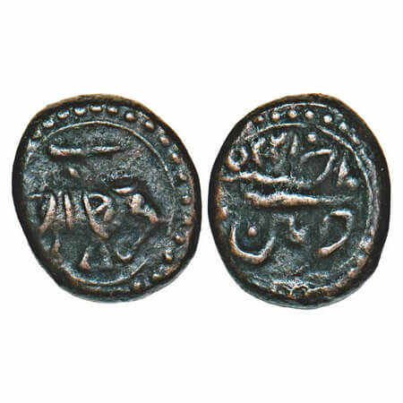 Mysore, Tipu Sultan, Copper 1/4 Paisa, 2.76g, Patan Mint, Akhtar, AM 1225 retro/'Be' above