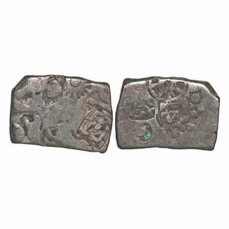 Mauryan Empire, Punch Marked, (c. 4-3 Cen BC), Silver Karshapana, 3.25g, 12.19x16.87mm, Ob