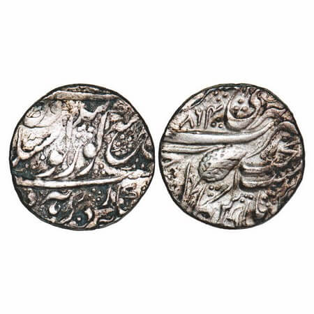 Sikh Empire, Silver Rupee, 10.97g, Ranjit Singh, Amritsar Mint, Nanak Shahi Couplet, leaf 