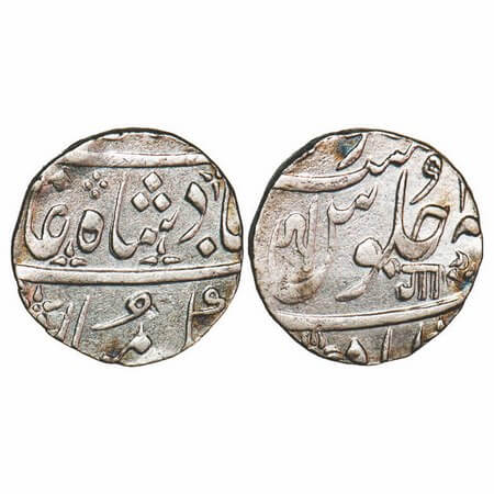 Baroda, Silver Rupee, 11.52g, Anand Rao, Ahmadabad Mint, 1x, INO Akbar II, nagari letter '