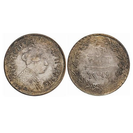 Baroda, Silver Rupee, 11.31g, Sayaji Rao III (AH 1292-1357 / 1875-1938 AD), VS 1951, Mille