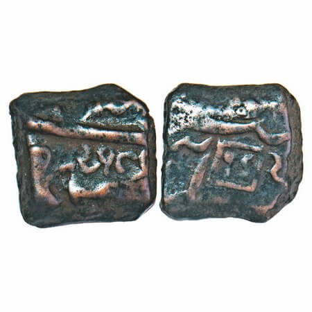 Bhaunagar, Copper Square ½ Falus, 5.86g, INO Shah Jahan III, Bhaunagar Mint, square punch 