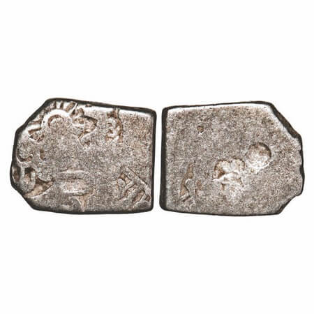 Magadha Empire, Punch Marked, (c. 4-3 Cen BC), Silver Karshapana, 3.24g, 12.59x15.71mm, Ob
