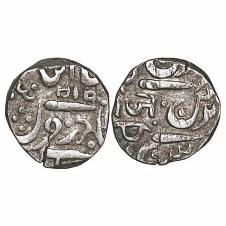 Gwalior, Silver Rupee, 10.50g, Jankoji Rao Sindhia (1833-1843 AD), Isagarh Mint, INO Muham