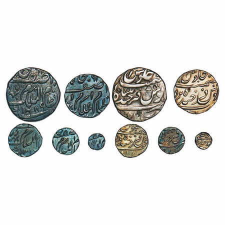 Hyderabad, Silver (5 coins), Mir Mahbub Ali Khan II ( AH 1285-1329/1869-1911 AD), Rupee AH