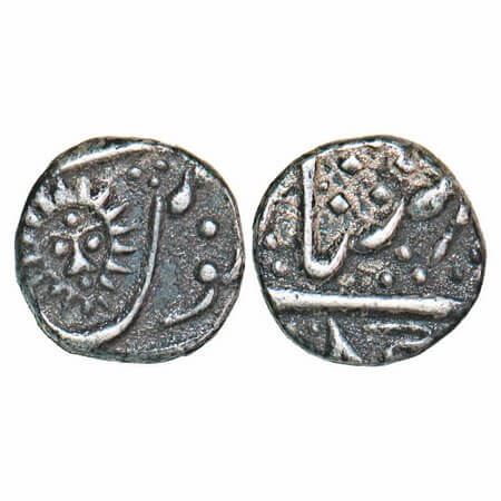 Indore, Silver 1/4 Rupee, 2.81g, Holkars, Malharnagar Mint, INO Shah Alam II, Sunface on r