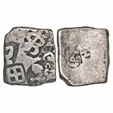 Magadha Empire, Punch Marked, (c. 4-3 Cen BC), Silver Karshapana, 3.25g, 15.15x13.44mm, Ob
