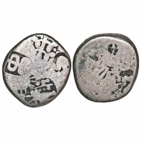 Magadha Empire, Punch Marked, (c. 4-3 Cen BC), Silver Karshapana, 3.22g, 14.21x13.39mm, Ob