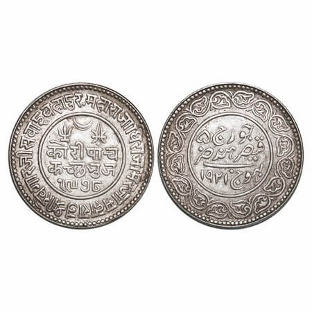 Kutch, Silver 5 Kori, 13.90g, Khengarji III, INO George V, VS 1978/1921 AD, Edge: KUTCH BH