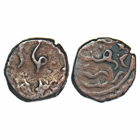Mewar Feudatories Salumba, Copper Paisa, 5.36g, Anonymous Issue, crude legend on both side