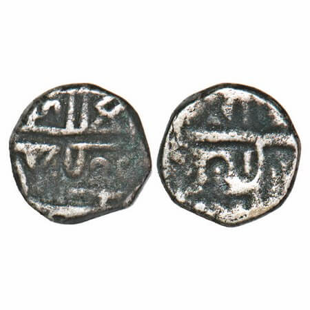 Nawanagar, Silver 1/2 Kori, 2.24g, Vibhaji, Error, Brockage, nice, deep and complete Lakhi