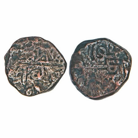 Porbandar, Copper 11.42g, Dhinglo, INO Sultan Muzaffar Shah, Obv: sultan muzaffar shah, be
