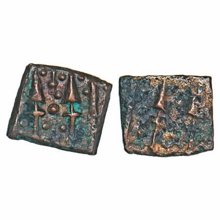 Sunth, Copper ½ Paisa, 4.13g, Parmar Rulers, Rampur Mint, Obv: 2 Spear, Rev: spear. Sameer