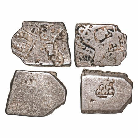 Magadha Empire, Punch Marked, (c. 4-3 Cen BC), (2 coins), Silver Karshapana, 1) 3.36g, 11.