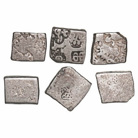 Magadha Empire, Punch Marked, (c. 4-3 Cen BC), (3 coins) Silver Karshapana, 3.32g, 10.88x1