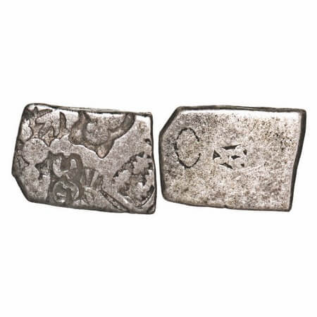 Magadha Empire, Punch Marked, (c. 4-3 Cen BC), Silver Karshapana, 3.32g, 10.24x14.29mm, Ob