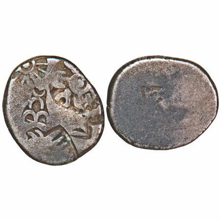 Magadha Empire, Punch Marked, (c. 4-3 Cen BC), Silver Karshapana, 3.40g, 16.19x13.62mm, Ob