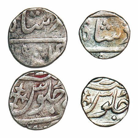 Bombay Presidency, Broach, Silver Rupee & ½ Rupee (2 Coins), 11.49/5.70g, INO Shah Alam II