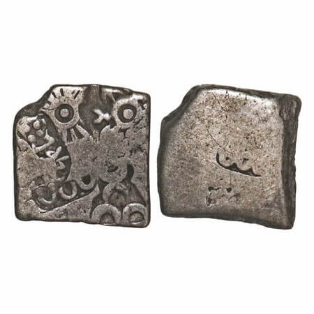 Magadha Empire, Punch Marked, (c. 4-3 Cen BC), Silver Karshapana, 3.28g, 12.58x12.24mm, Ob