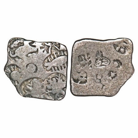 Nanda Empire, Punch Marked, (c. 4 Cen BC), Silver Karshapana, 3.09g, 17.45 x 18.76mm, Obv: