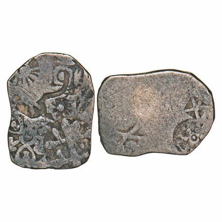Nanda Empire, Punch Marked, (c. 4 Cen BC), Silver Karshapana, 3.28g, 19.59x14.66mm, Obv: P