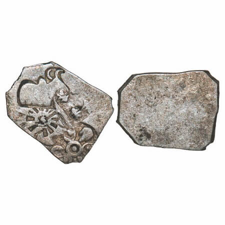 Nanda Empire, Punch Marked, (c. 4 Cen BC), Silver Karshapana, 3.44g, 15.37x19.34mm, Obv: P