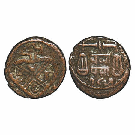 Bombay Presidency, Copper ½ Pice, 3.36g, Bankot issues, 1821 AD. Obv: Bale Mark with date 