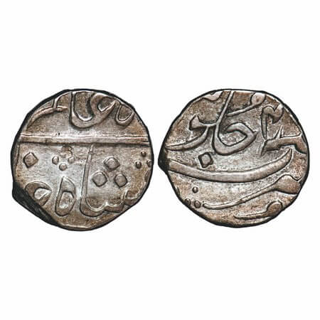 Bombay Presidency, Silver ½ Rupee, 5.76g, Surat Mint, INO Shah Alam II, 4x RY. Paul Steven