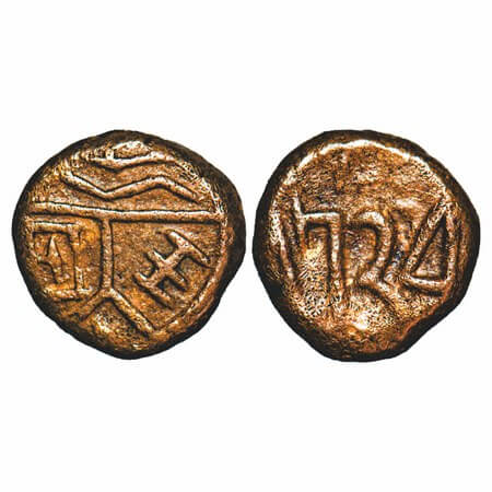 Madras Presidency, Copper Great Cash, 1.14g, (1725 to 1740 cont.. AD issue) 1734 AD, Obv: 