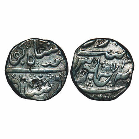 Madras Presidency, Silver Rupee, 11.16g, (1748-1754 AD Issue), lotus type, RY 3, (Arcot) m