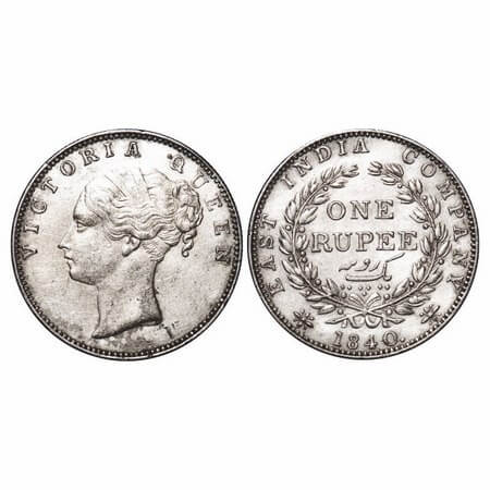 Victoria Queen, Silver, Rupee, 1840, CL, Madras Mint, A/IV, No S only 'V' raised, English