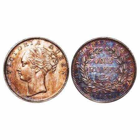 Victoria Queen, Silver, Rupee, 1840, CL, Bombay Mint, English Head, With bud leaves above 