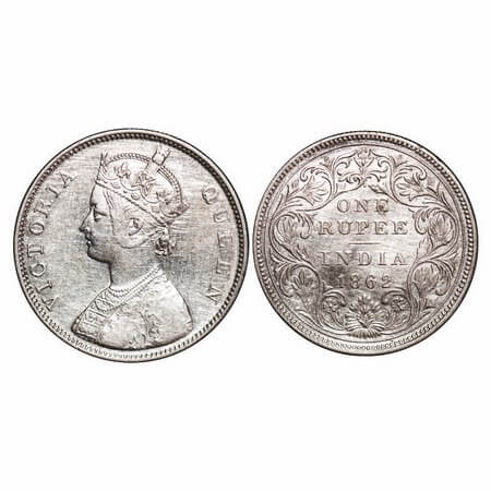 Victoria Queen, Silver, Rupee, 1862, Bombay Mint, B/II/1/0. F. Prid 69. GK 286. Extremely 