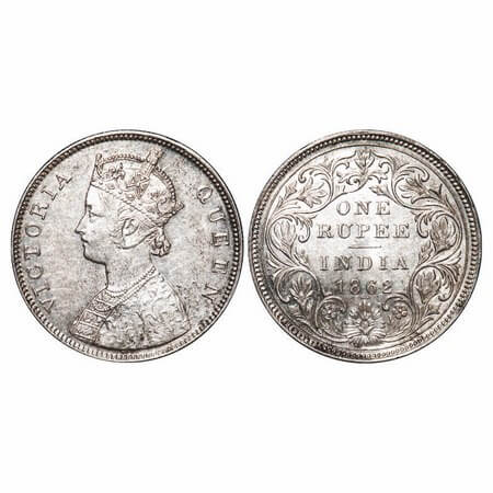 Victoria Queen, Silver, Rupee, 1862, Bombay Mint, B/II/0/3, Three dots placed in horizonta