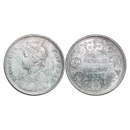 Victoria Empress, Silver, Rupee, 1878, Bombay Mint, A3/II(i), Dot, Inclined numeral top 1 