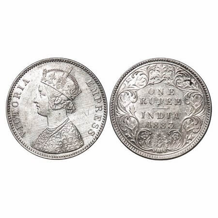 Victoria Empress, Silver, Rupee, 1883, Bombay Mint, A3/I, Dot, Die cracks on Obv. F. Prid 