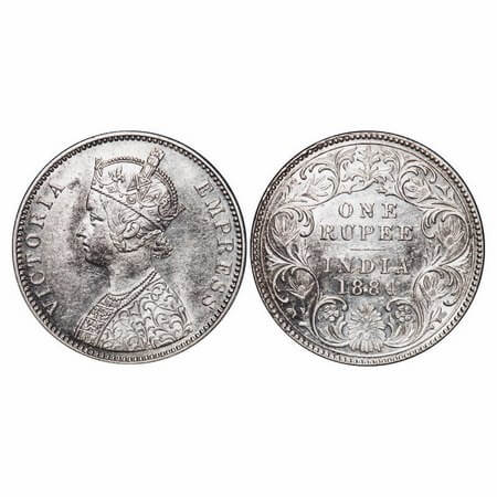 Victoria Empress, Silver, Rupee, 1884, Bombay Mint, A3/I, Dot, 'B' raised. F. Prid 167. GK