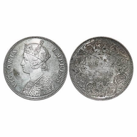 Victoria Empress, Silver, Rupee, 1885, Bombay Mint, A3/I, 'B' raised, Top stroke of numera