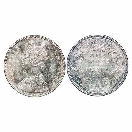 Victoria Empress, Silver, Rupee, 1885, Calcutta Mint, A1/I, 'C' incused, Top stroke of num