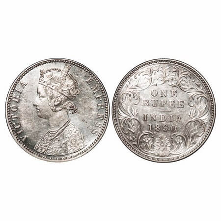 Victoria Empress, Silver, Rupee, 1890, Bombay Mint, C2/I, 'B' incused. F. Prid 178. GK 566