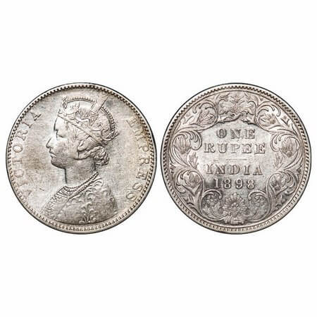 Victoria Empress, Silver, Rupee, 1898, Bombay Mint, C2/I(ii), 'B' incused, Traces of numer