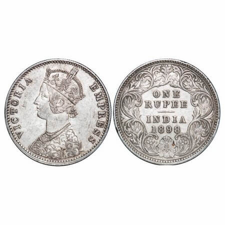 Victoria Empress, Silver, Rupee, 1898, Calcutta Mint, C3/I(i), 'C' incused. F. Prid 137. G