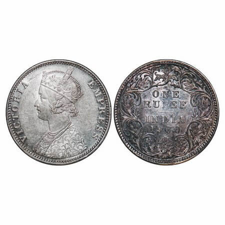 Victoria Empress, Silver, Rupee, 1900, Bombay Mint, A3(i)/I(ii), 'B' incused, Struck throu