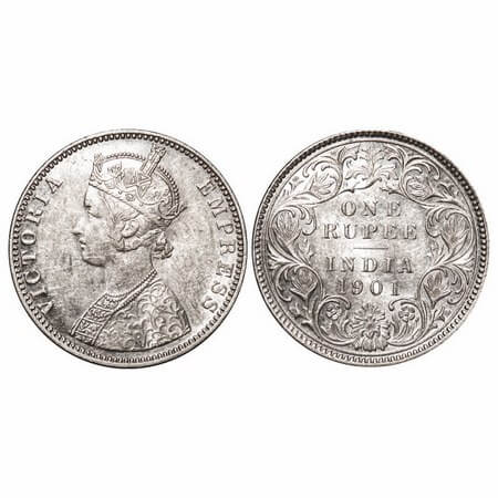 Victoria Empress, Silver, Rupee, 1901, Bombay Mint, C2(ii)/I, 'B' incused. F. Prid Unliste