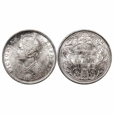 Victoria Empress, Silver, Rupee, 1901, Bombay Mint, C2(ii)/I, 'B' incused. F. Prid Unliste
