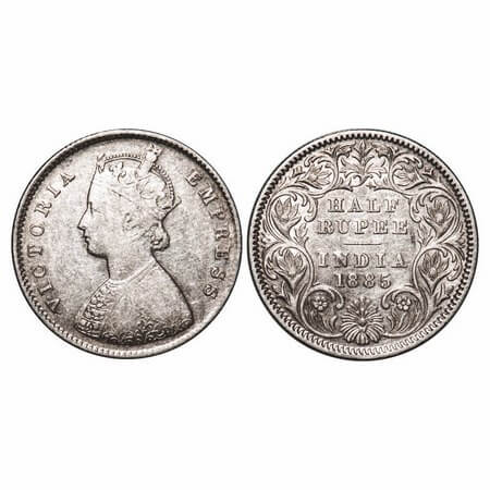 Victoria Empress, Silver, Half Rupee, 1885, Calcutta Mint, A/I, 'C' incused. F. Prid 269. 