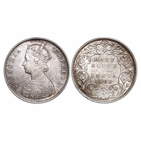 Victoria Empress, Silver, Half Rupee, 1899, Calcutta Mint, B/I, 'C' incused, Die crack on